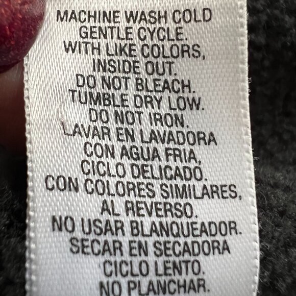 East 5th Black Poncho Shawl Gray Faux Fur Collar Fleece Lightweight One Size - Picture 6 of 7